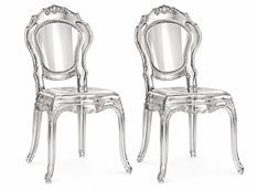 Lot de 2 chaises MODINA style Louis XV transparentes – Design italien