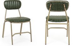 Lot de 2 chaises PADDY – Simili cuir premium & structure acier doré, dossier clouté