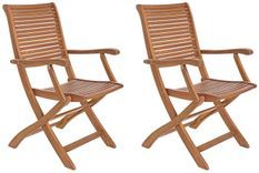 Lot de 2 chaises pliantes d’extérieur NOEMI avec accoudoirs – bois d’acacia huilé