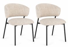 Lot de 2 chaises PRISCA – Tissu & pieds en acier noir ou bronze