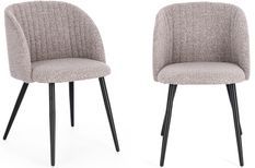 Lot de 2 chaises QUENTIN en tissu à bouclette – Confort contemporain et style texturé