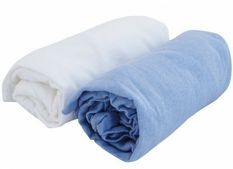 Lot de 2 draps housse bébé jersey 60 x 120 cm blanc et ciel Doux nid