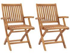 Lot de 2 fauteuils de jardin pliables en bois de teck KANSA