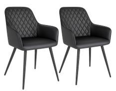 Lot de 2 fauteuils de salle à manger KARU – Simili cuir et pieds métal noir