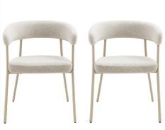 Lot de 2 fauteuils de table TRIVIO en tissu et métal