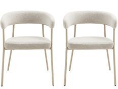 Lot de 2 fauteuils de table TRIVIO en tissu et métal