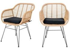 Lot de 2 fauteuils effet rotin LAZO – Intérieur ou extérieur