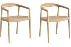 Lot de 2 fauteuils en bois de teck et fibre naturelle KAEN – Élégance coloniale et authenticité