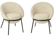 Lot de 2 fauteuils en tissu BOOBY – Structure en métal noir et design moderne