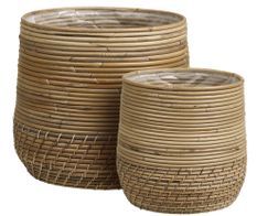 Lot de 2 paniers cache-pots MORO – Rotin kubu naturel