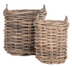 Lot de 2 paniers de rangement BURTON – Rotin kubu naturel