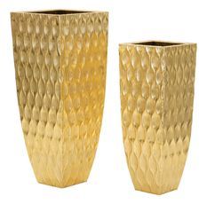 Lot de 2 pots de fleurs glamour à pétales 40 x 40 x 100 cm et 31 x 31 x 81 cm