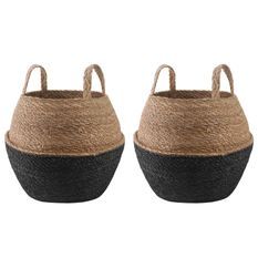 Lot de 2 pots de plante tressés avec poignées – Élégance naturelle et décoration tendance