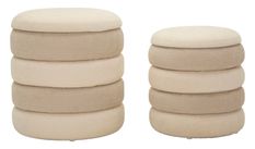 Lot de 2 poufs style nordique ø 44 x 47 - 35 x 39 cm