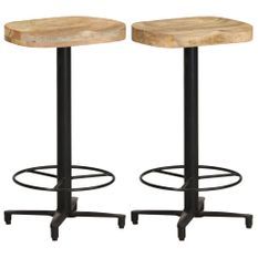 Lot de 2 tabourets de bar en bois de manguier KOPA - Assise 66 cm