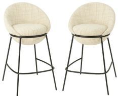 Lot de 2 tabourets de bar en tissu et structure métal noir BOBBY – Hauteur d