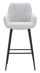 Lot de 2 tabourets de bar gris avec accoudoirs et pieds métal noir Mona