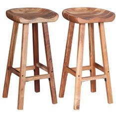 Lot de 2 tabourets de bar Iko en bois massif clair - Élégance naturelle