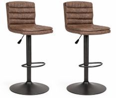 Lot de 2 tabourets de bar vintage CONNOR – Hauteur d'assise réglable 63,5 à 84,5 cm