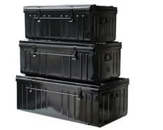 Lot de 3 malles de rangement en métal Habitat - Capacités 95 - 130 - 175 litres