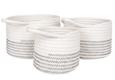 Lot de 3 paniers de rangement ALGAR – Coton blanc