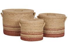 Lot de 3 paniers décoratifs de rangement BUDONI – Herbe de mer naturelle