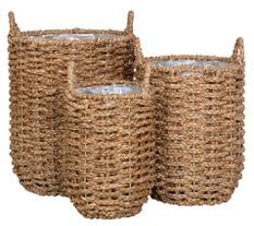 Lot de 3 Paniers Décoratifs de Rangement HUE – Herbe de Mer Marron
