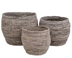 Lot de 3 paniers en feuilles de maïs TIVOLI – Gris naturel