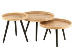 Lot de 3 tables gigognes rondes Morza en bois de manguier - Élégance naturelle