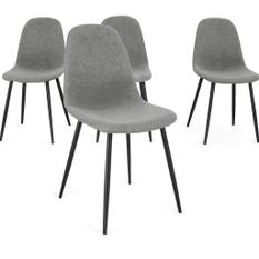 Lot de 4 chaises BORELA – Tissu & pieds en acier noir