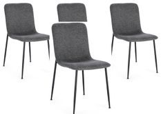 Lot de 4 chaises BRIKA – Tissu moderne & pieds en acier noir
