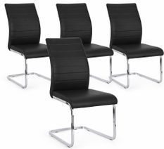 Lot de 4 chaises design KYRA – Simili cuir & pieds acier chromé