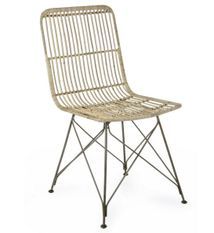 Lot de 4 chaises en acier et fibre naturelle – Pour intérieur et extérieur