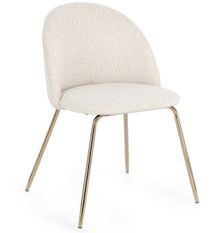 Lot de 4 chaises en tissu doux bouclé beige clair et pieds dorés Tanya – Élégance et Confort