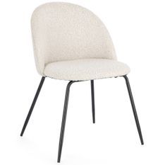 Lot de 4 chaises en tissu doux bouclé beige clair et pieds noir Tanya – Élégance et Confort