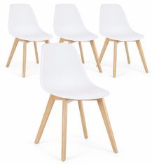 Lot de 4 chaises KAZO – Coque PP renforcée & piétement hêtre