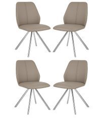 Lot de 4 chaises modernes en simili cuir et pieds acier chromé - Modèle AXELLE