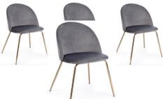 Lot de 4 chaises TANYA - velours & métal doré