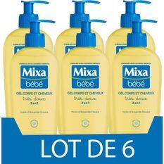 [Lot de 6] MIXA BEBE Gel Tres doux 2-en-1 corps et cheveux - 250 ml