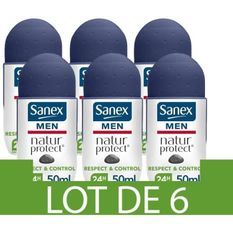 [Lot de 6] SANEX Déodorants Homme bille peaux normales - 50 ml