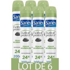 [Lot de 6] SANEX Déodorants Homme Spray Natur Protect - Peaux normales - 200 ml