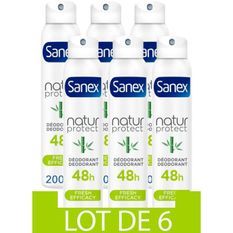 [Lot de 6] SANEX Déodorants naturels Natur Protect Fresh efficacité 48h Bambou spray - 200 ml