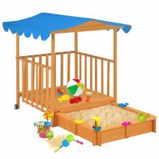 Maison de jeu d'enfants et bac à sable Bois de sapin Bleu UV50