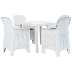 Meuble à dîner d'extérieur 5pcs Plastique Blanc Aspect de rotin