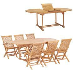 Meuble à dîner d'extérieur 7 pcs 150-200x100x75 cm Teck massif