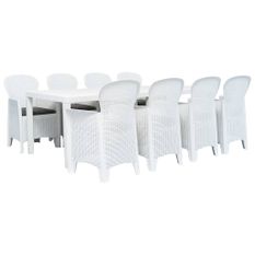 Meuble à dîner d'extérieur 9pcs Plastique Blanc Aspect de rotin