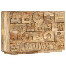 Meuble alphabétique avec 6 tiroirs 120x35x79 cm Manguier massif