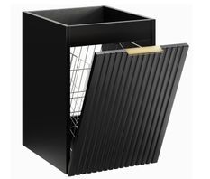 Meuble bas de salle de bain asuspendu vec panier à linge ADEL 40 cm – Design rainuré