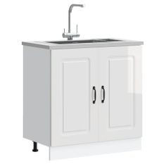 Meuble bas pour évier Kalmar blanc brillant 80x46x81,5 cm