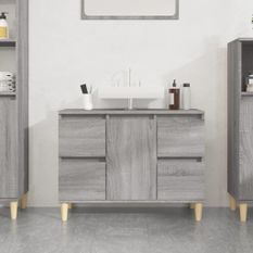 Meuble d'évier sonoma gris 80x33x60 cm bois d'ingénierie